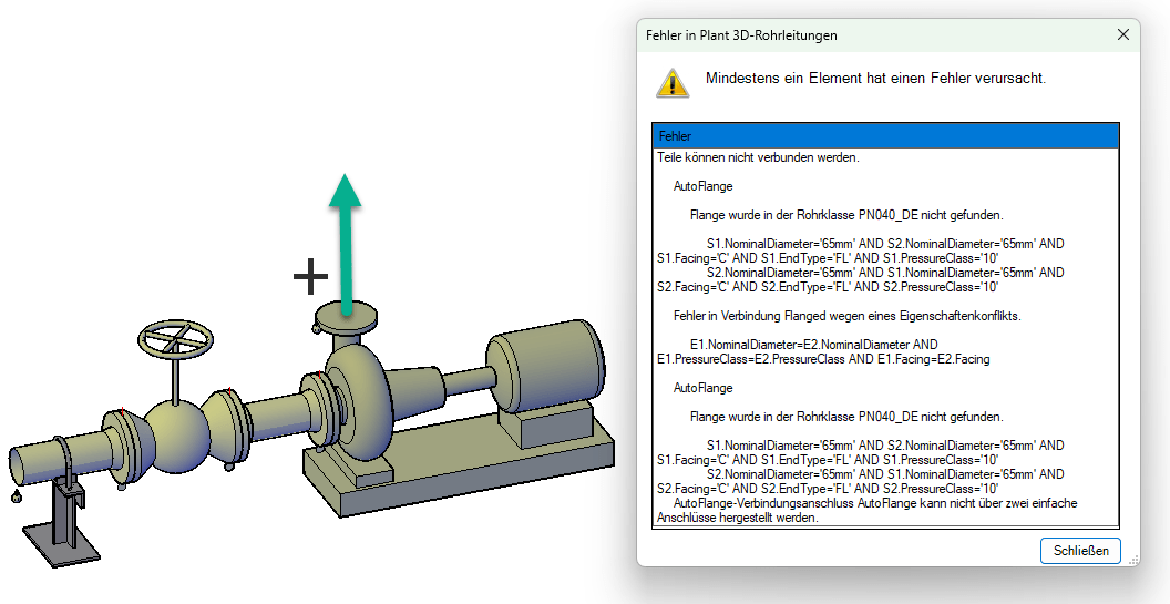 AutoCAD Plant 3D: Verbindungen - bereinstimmende Eigenschaften