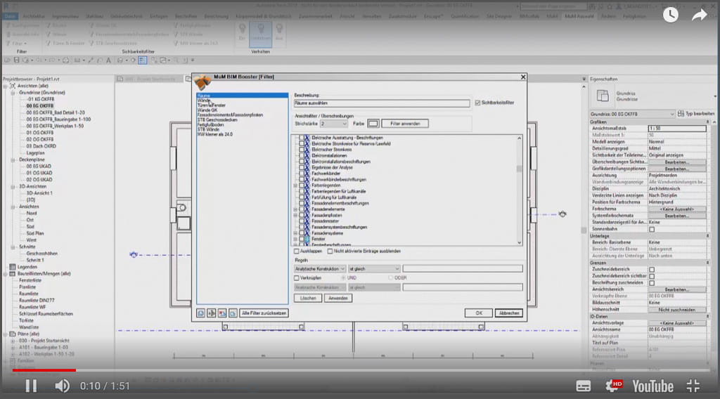 Schnelleres Auswählen sowie Ein- und Ausblenden über die MuM-Auswahl